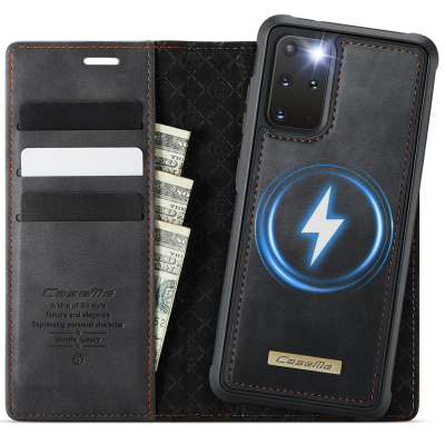 „CaseMe“ MagSafe Leather 2-in-1 atlokāms maciņš - melns (Galaxy S20+)