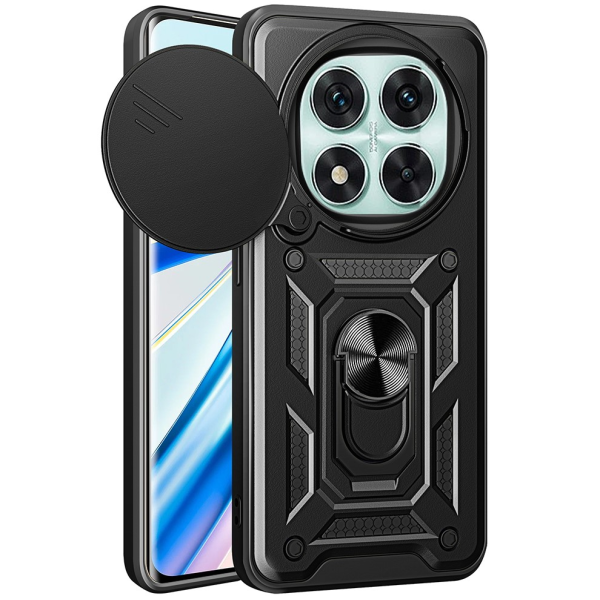 "Mozhi" Kickstand pastiprinātas aizsardzības apvalks - melns (Redmi Note 14 Pro 5G / Poco X7 5G)