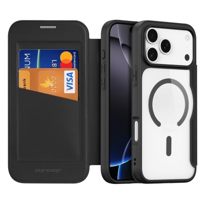 "Dux Ducis" Skin X Pro atvērams maciņš - melns (iPhone 17 Pro)