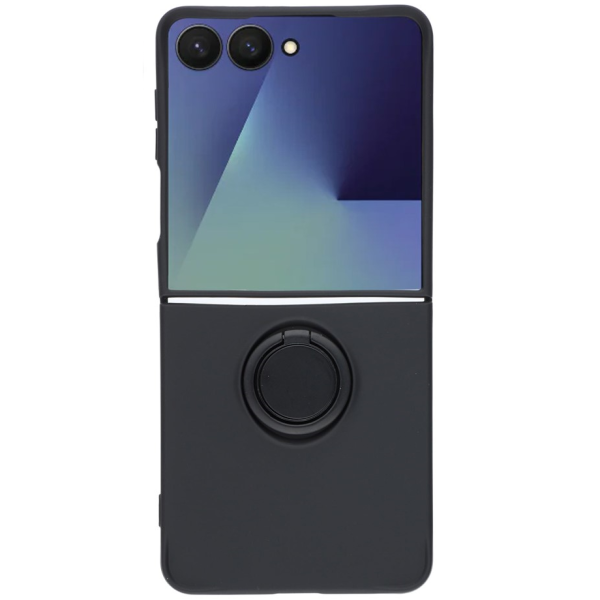 „Dechen“ Ring Kickstand kieto silikono (TPU) dėklas - juodas (Galaxy Flip7)