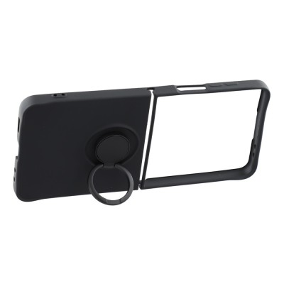 "Dechen" Ring Kickstand cieta silikona (TPU) apvalks - melns (Galaxy Flip7)
