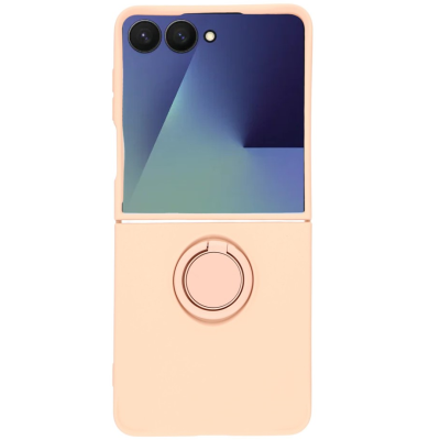 „Dechen“ Ring Kickstand kieto silikono (TPU) dėklas - rožinis (Galaxy Flip7)