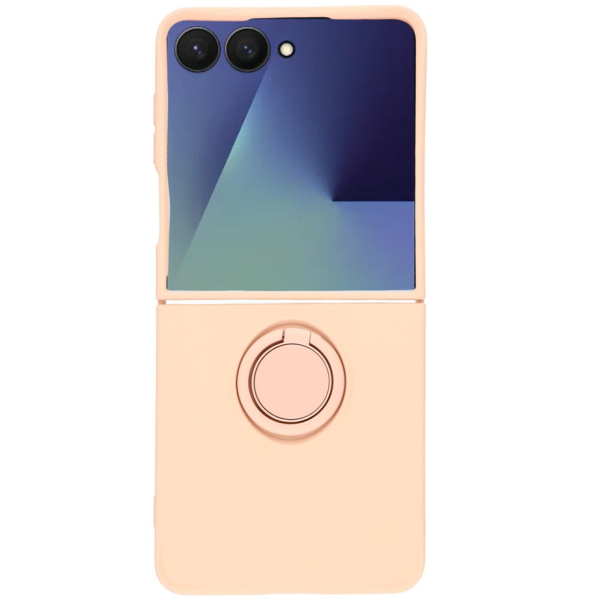 "Dechen" Ring Kickstand cieta silikona (TPU) apvalks - rozs (Galaxy Flip7)