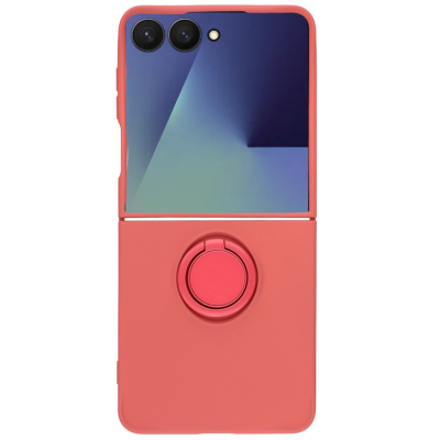 "Dechen" Ring Kickstand hard silicone (TPU) case cover - red (Galaxy Flip7)
