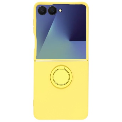 "Dechen" Ring Kickstand hard silicone (TPU) case cover - yellow (Galaxy Flip7)