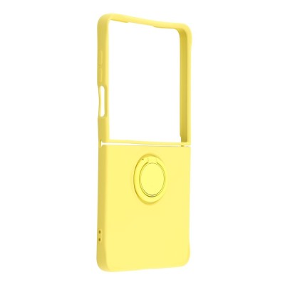 "Dechen" Ring Kickstand cieta silikona (TPU) apvalks - dzeltens (Galaxy Flip7)