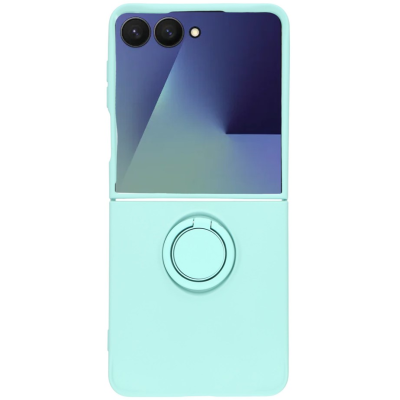 "Dechen" Ring Kickstand hard silicone (TPU) case cover - mint (Galaxy Flip7)