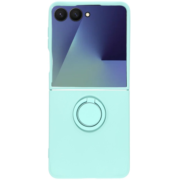"Dechen" Ring Kickstand cieta silikona (TPU) apvalks - piparmētru (Galaxy Flip7)