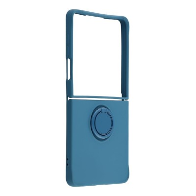 „Dechen“ Ring Kickstand kieto silikono (TPU) dėklas - tamsiai mėlynas (Galaxy Flip7)