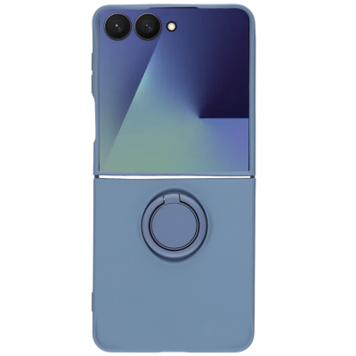"Dechen" Ring Kickstand hard silicone (TPU) case cover - Blue (Galaxy Flip7)