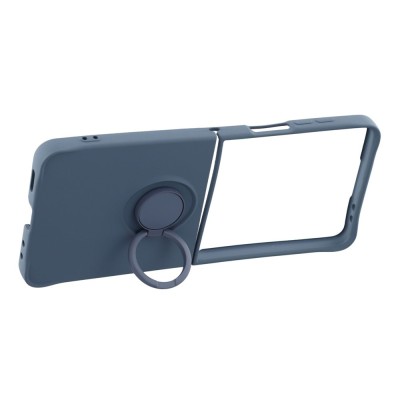 "Dechen" Ring Kickstand cieta silikona (TPU) apvalks - zils (Galaxy Flip7)