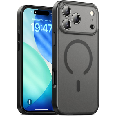 "IPAKY" Matt MagSafe apvalks - dzidrs, melns (iPhone 17 Pro)