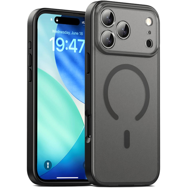 "IPAKY" Matt MagSafe apvalks - dzidrs, melns (iPhone 17 Pro)