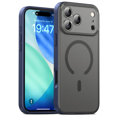 „IPAKY“ Matt MagSafe dėklas - skaidrus, mėlynas (iPhone 17 Pro)