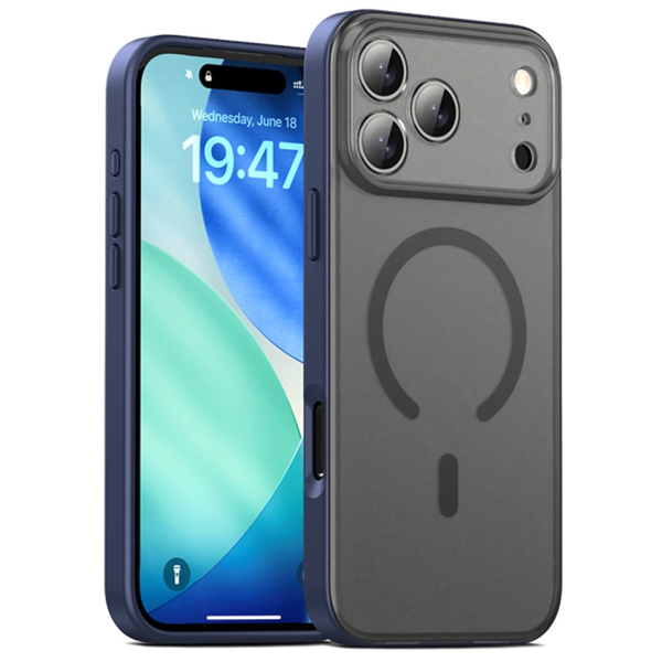 „IPAKY“ Matt MagSafe dėklas - skaidrus, mėlynas (iPhone 17 Pro)