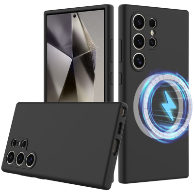 „Shell“ MagSafe kieto silikono (TPU) dėklas - juodas (Galaxy S24 Ultra)