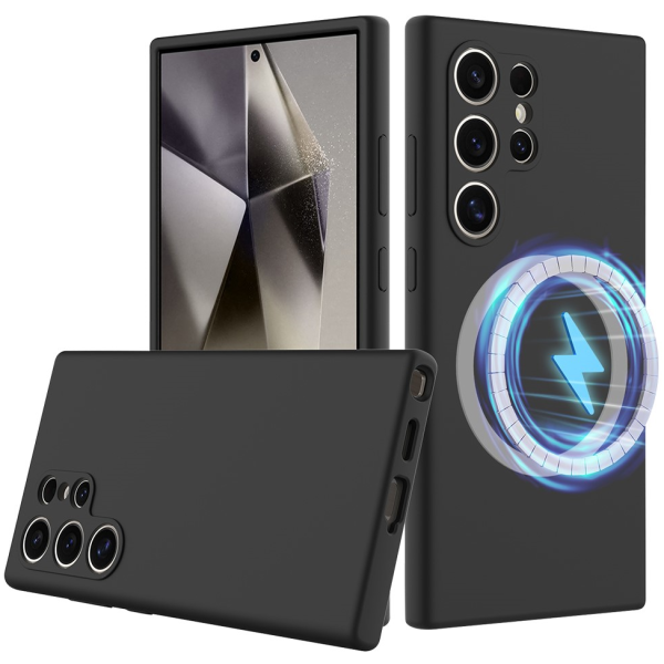 „Shell“ MagSafe kieto silikono (TPU) dėklas - juodas (Galaxy S24 Ultra)