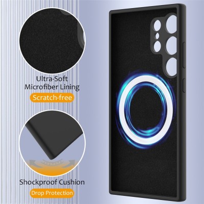 „Shell“ MagSafe kieto silikono (TPU) dėklas - juodas (Galaxy S24 Ultra)