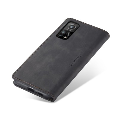 "CaseMe" Retro solīds atvēramais ādas maciņš - melns (Mi 10T / 10T Pro)