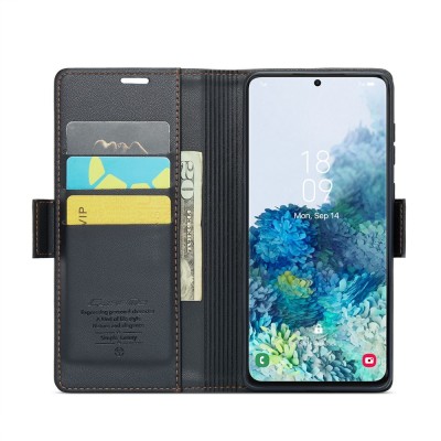 "CaseMe" Leather atvēramais ādas maciņš - melns (Galaxy S20+)