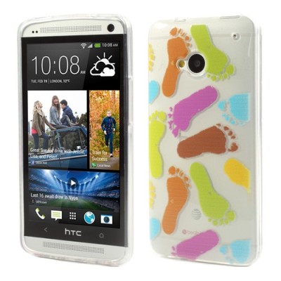 Skaidrus silikoninis HTC One M7 spalvotas dėklas (Dėkliukas) / Priedai.lt