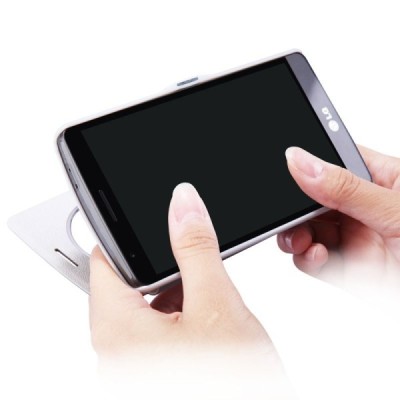 LG G3 S (Beat) D722 baltas odinis atverčiamas Nillkin Fresh dėklas / Priedai.lt