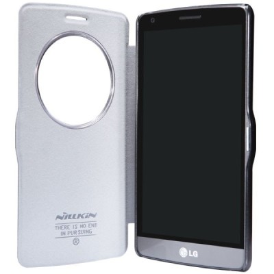 LG G3 S (Beat) D722 baltas odinis atverčiamas Nillkin Fresh dėklas / Priedai.lt