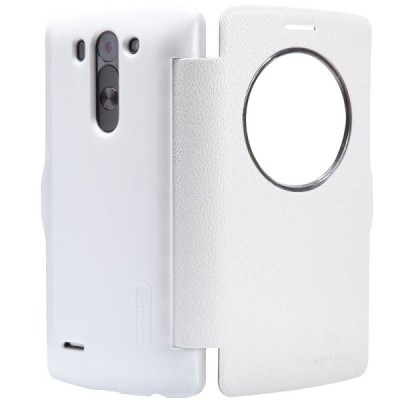 LG G3 S (Beat) D722 baltas odinis atverčiamas Nillkin Fresh dėklas / Priedai.lt