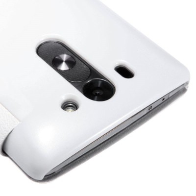 LG G3 S (Beat) D722 baltas odinis atverčiamas Nillkin Fresh dėklas / Priedai.lt