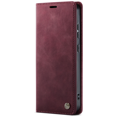 "CaseMe" Retro Skin atvēramais ādas maciņš - bordo (Redmi Note 15 Pro 5G)