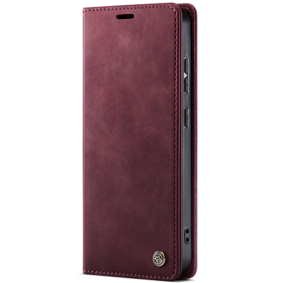 "CaseMe" Retro Skin atvēramais ādas maciņš - bordo (Poco M8 Pro / Redmi Note 15 Pro+)
