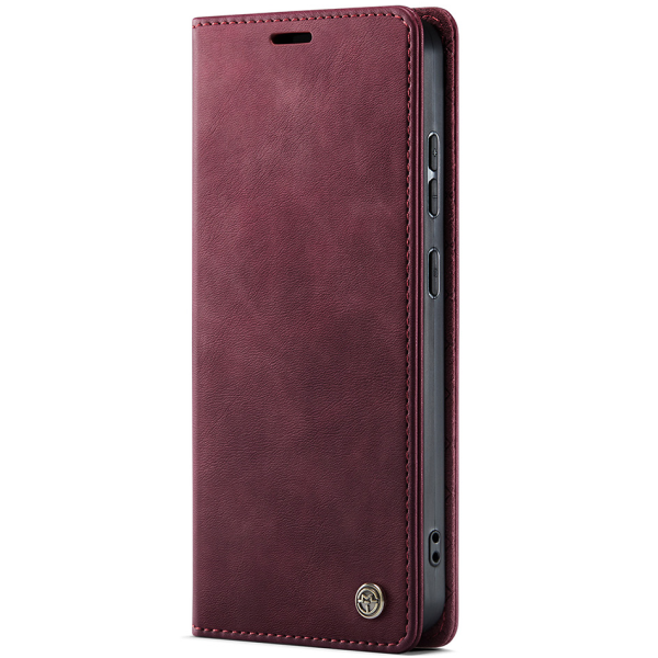 "CaseMe" Retro Skin atvēramais ādas maciņš - bordo (Poco M8 Pro / Redmi Note 15 Pro+)