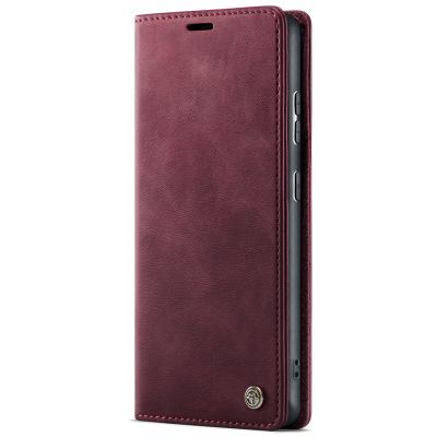 "CaseMe" Retro Skin atvēramais ādas maciņš - bordo (Poco M8 / Redmi Note 15 5G)