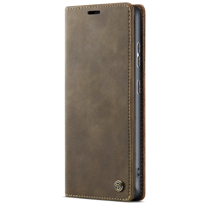 "CaseMe" Retro Skin atvēramais ādas maciņš - brūns (Poco M8 / Redmi Note 15 5G)