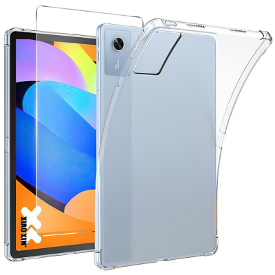 Sustiprintos apsaugos silikoninis dėklas - skaidrus + ekrano stiklas (Idea Tab 11 2025 / Tab K11 Gen 2  / Xiaoxin Pad 11 2025)