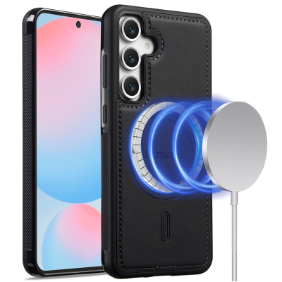 „LC.IMEEKE“ Leather MagSafe kieto silikono (TPU) dėklas - juodas (Galaxy A56)