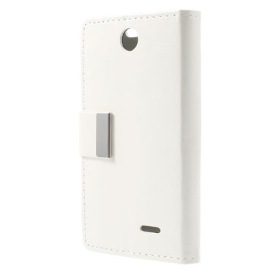 HTC Desire 310 atvēramais balts ādas maciņš / Vacins.lv