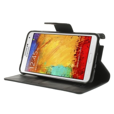 Samsung Galaxy Note 3 Neo Mercury Sonata atvērams melns ādas maciņš / Vacins.lv