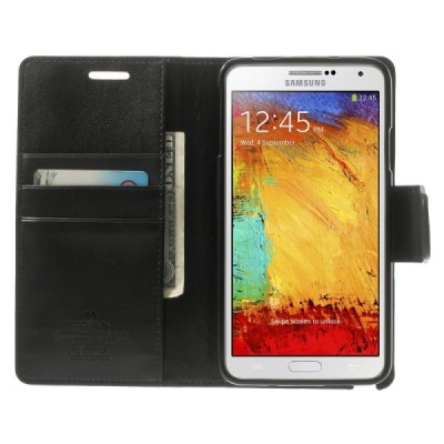 Samsung Galaxy Note 3 Neo Mercury Sonata atvērams melns ādas maciņš / Vacins.lv