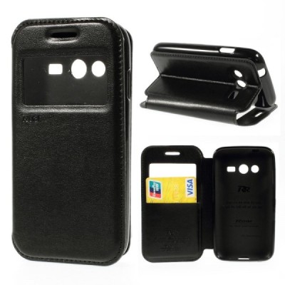 Roar Noble atverčiamas Samsung Galaxy Trend 2 G313 juodas odinis dėklas / Priedai.lt