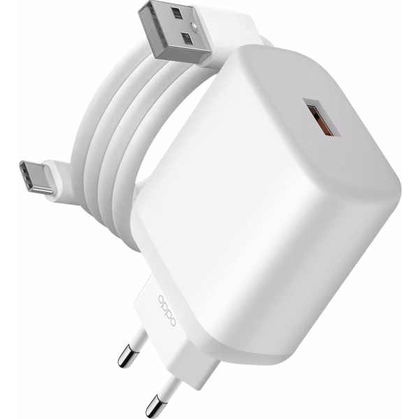 „Oppo“ SuperVooc Charger tīkla lādētājs (65W) - balts + USB Type-C vads