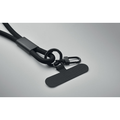 „Lanyard“ Fast Charge Type-C Type-C laidas – juodas (1 m. / 3A)