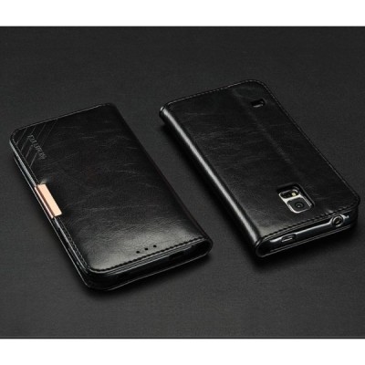 „Kalaideng“ Royale atverčiamas juodas odinis Samsung Galaxy S5 (S5 Neo) dėklas / Priedai.lt