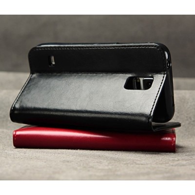 „Kalaideng“ Royale atverčiamas juodas odinis Samsung Galaxy S5 (S5 Neo) dėklas / Priedai.lt