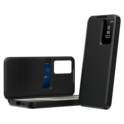 "Qing" Smart View Solid Flip Case - Black (Galaxy S26 Ultra)