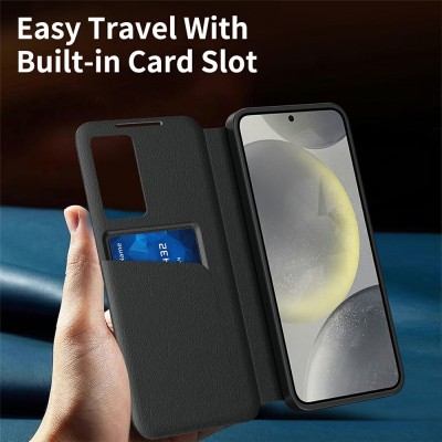 "Qing" Smart View Solid Flip Case - Black (Galaxy S26 Ultra)