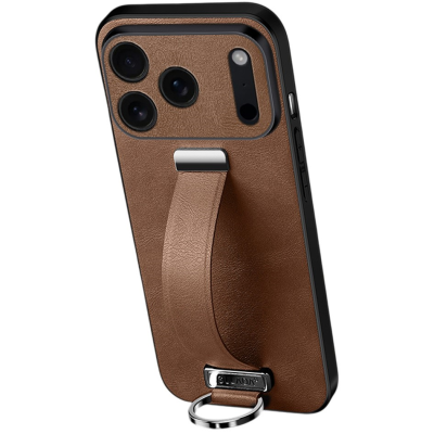 „SULADA“ Leather Kickstand dėklas - rudas (iPhone 17 Pro Max)