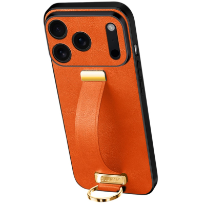 „SULADA“ Leather Kickstand dėklas - oranžinis (iPhone 17 Pro Max)