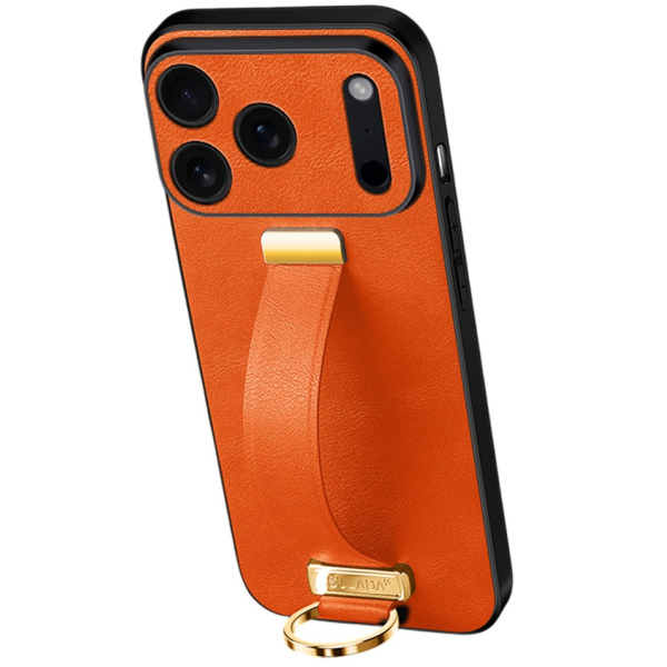 "SULADA" Leather Kickstand ādas apvalks - oranžs (iPhone 17 Pro Max)
