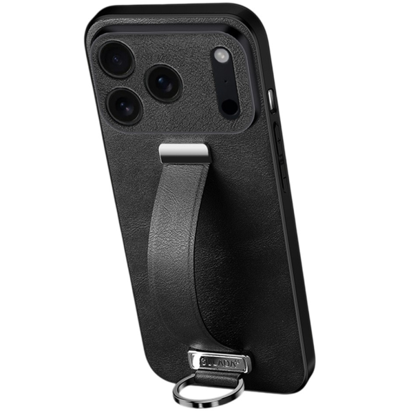 "SULADA" Leather Kickstand ādas apvalks - melns (iPhone 17 Pro)